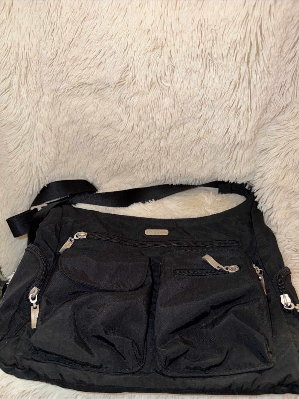 Baggallini Black Nylon Multi-Pocket Crossbody